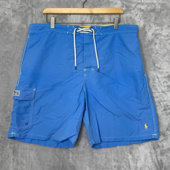 Polo Ralph Lauren Swim Trunks Mens XL Blue Cargo Pocket Embroidered Pony Beach - Picture 1 of 13
